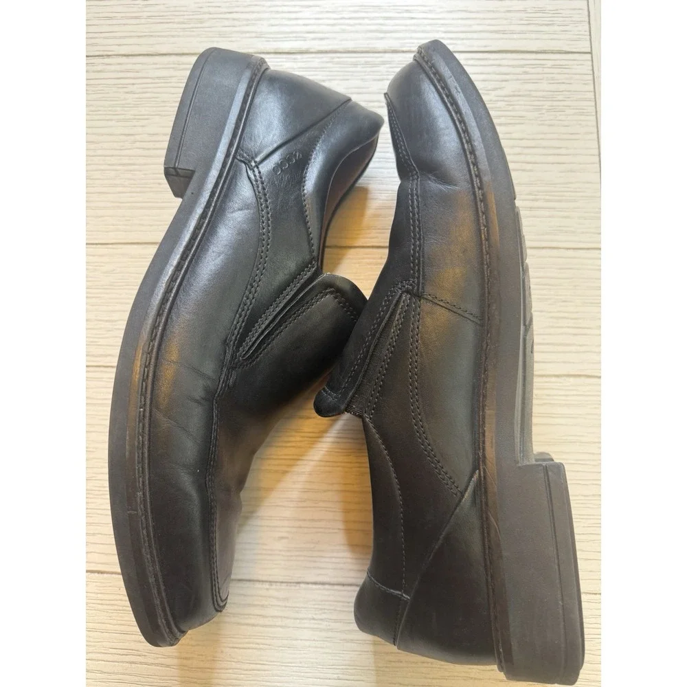 Ecco Shock Point‎ Men's Black Leather Slip On Loafer Shoes Size 8